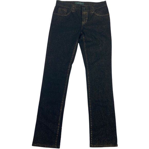 Lauren 2 Jeans Gold Black LRL NWOT Black Gold Straight Green Label 29" x